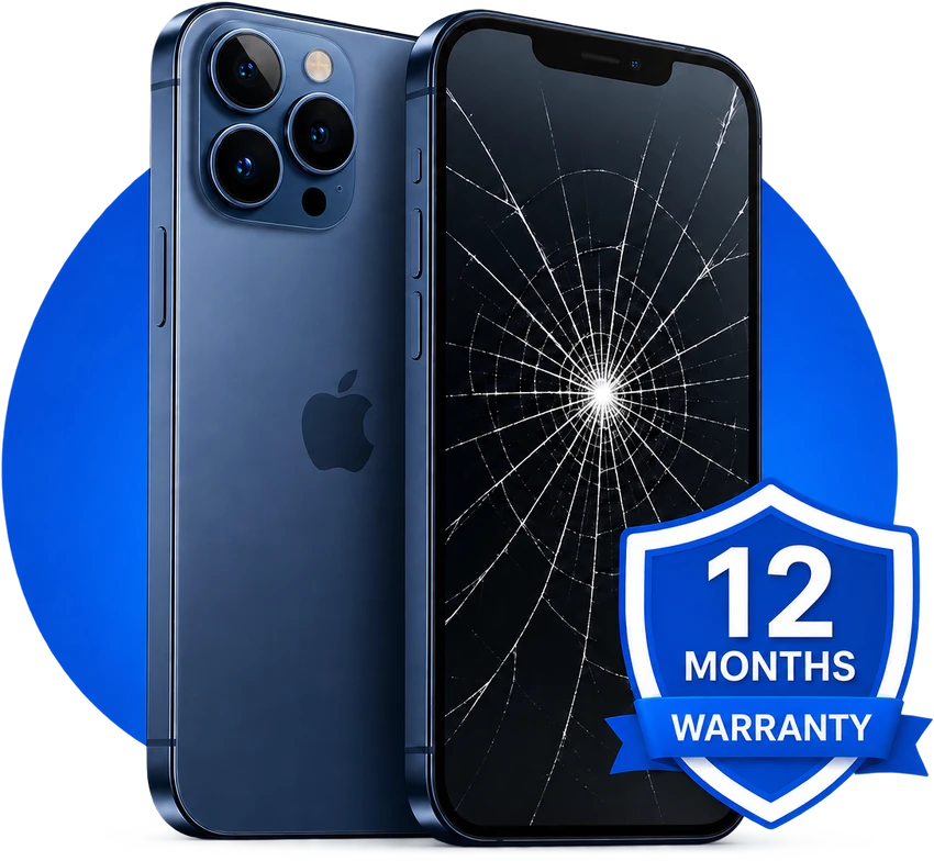 iPhone with a cracked screen, repaired at iProduct Repair in HSR Layout, Bangalore, with 12 months warranty